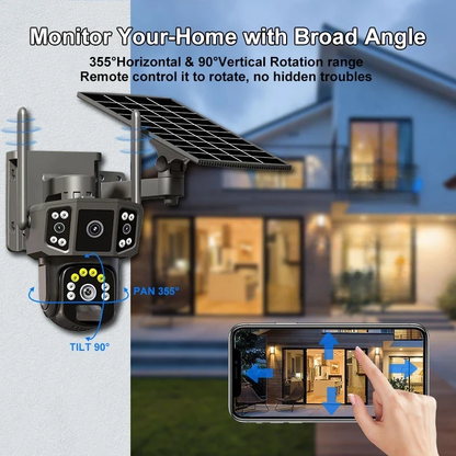 SicherGeeks Solar Max™ – Triple-Lens Outdoor WiFi Security Camera