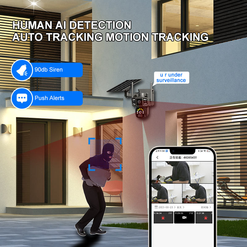 SicherGeeks Solar Max™ – Triple-Lens Outdoor WiFi Security Camera