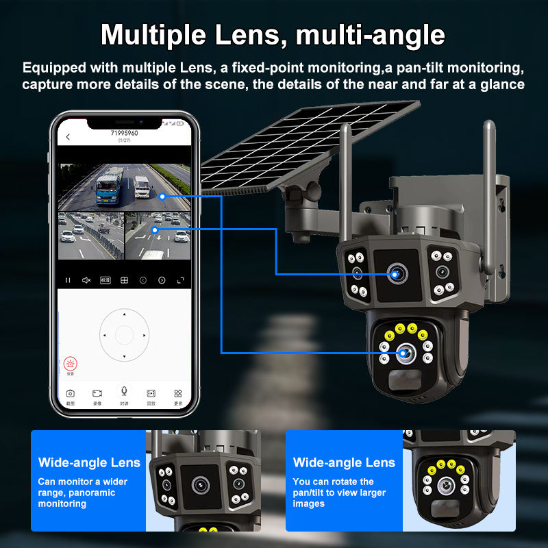 SicherGeeks Solar Max™ – Triple-Lens Outdoor WiFi Security Camera