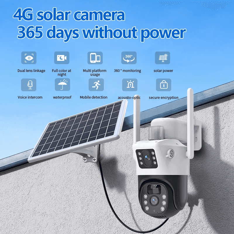 SicherGeeks Guardian Solar 4G™ – Dual-Lens Outdoor Security Camera With Active Warning Lights