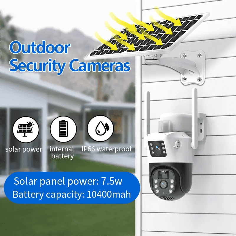 SicherGeeks Guardian Solar 4G™ – Dual-Lens Outdoor Security Camera With Active Warning Lights