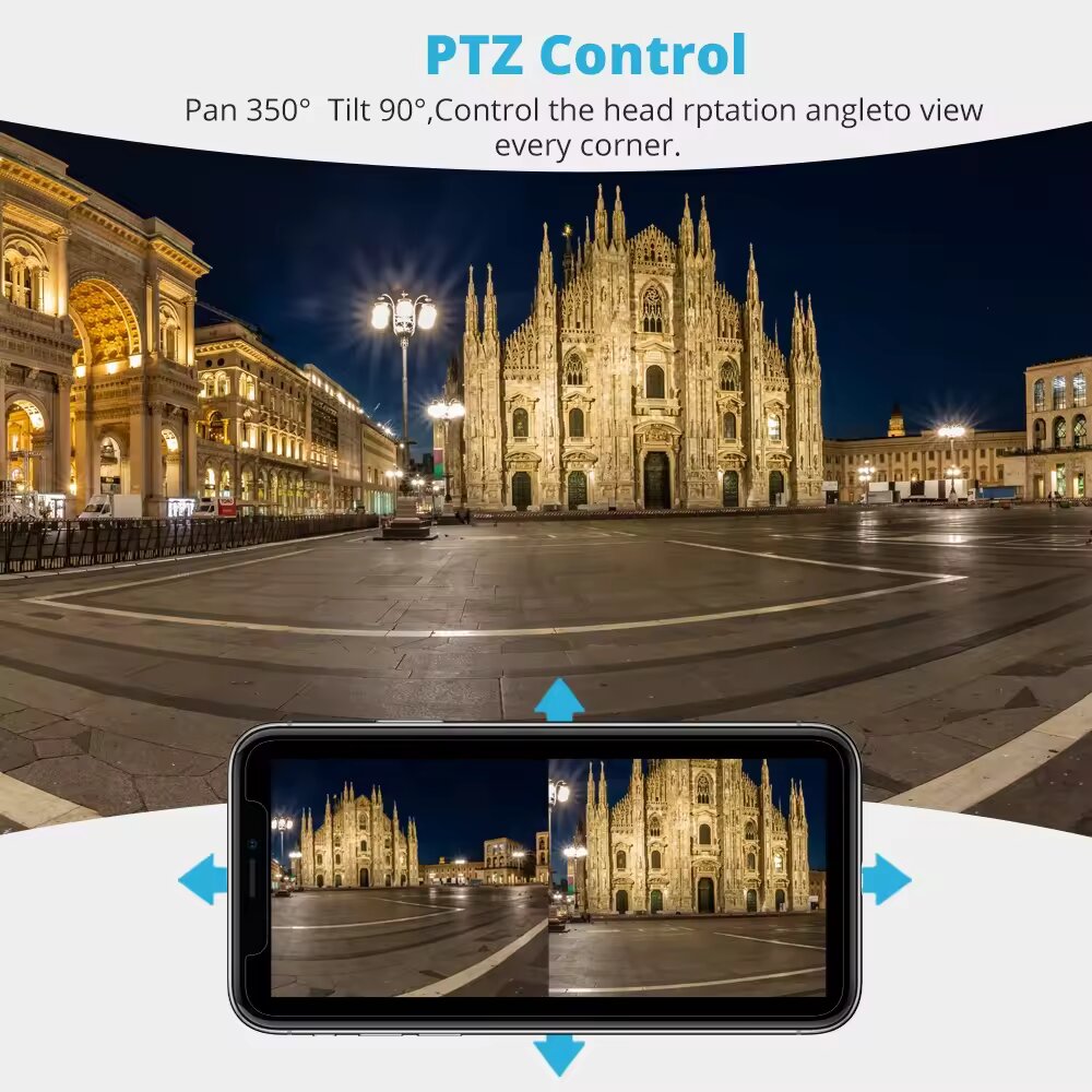كاميرا مراقبة خارجية ثنائية العدسات 4G PTZ 360 درجة تعمل بالواي فاي