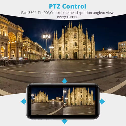 كاميرا مراقبة خارجية ثنائية العدسات 4G PTZ 360 درجة تعمل بالواي فاي