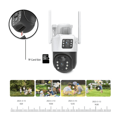 SicherGeeks Guardian Solar 4G™ – Dual-Lens Outdoor Security Camera With Active Warning Lights