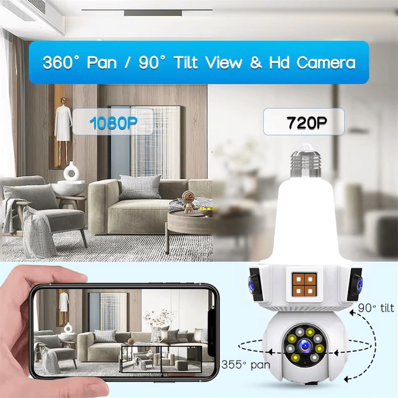 SicherGeeks SocketVision™ – Triple-Lens 360° WiFi Security Camera