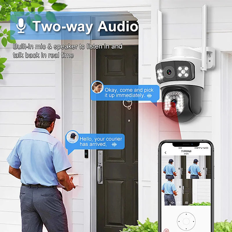 كاميرا مراقبة خارجية ثلاثية العدسات PTZ 360° 4G / Wifi